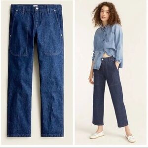 J Crew Retro Y2K Patch Pocket High Rise Straight Crop Jeans Women’s Size 27
